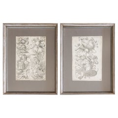 Set of 2 Framed Used Italian Neoclassical 1553 Engravings by Antonio Lafreri