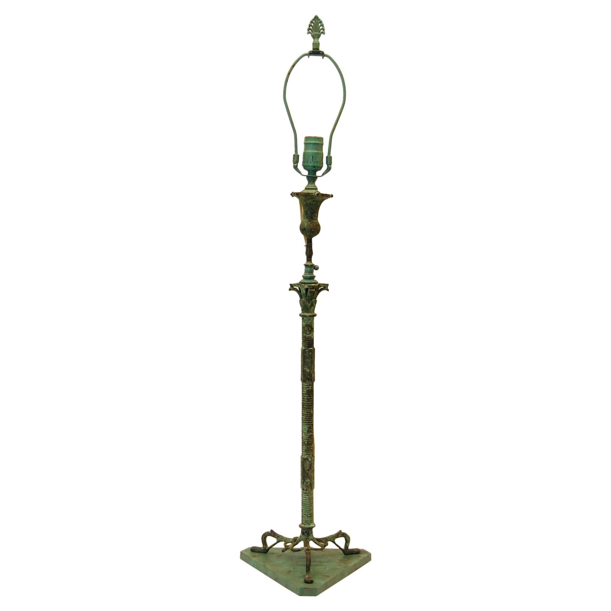 19th Century Roman Bronze Candlestick Wired as a Lamp