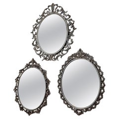 Vintage Set of Three Silver Wall Mirrors, Italy 60s