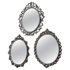 Ensemble de trois miroirs muraux en argent, Italie, années 60