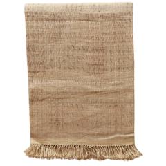 Indian HandWoven Bedcover.  Oatmeal and Light Brown.  Linen and Raw Silk.