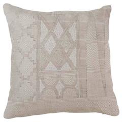 Retro Grey African Embroidered Pillow 20 x 20 