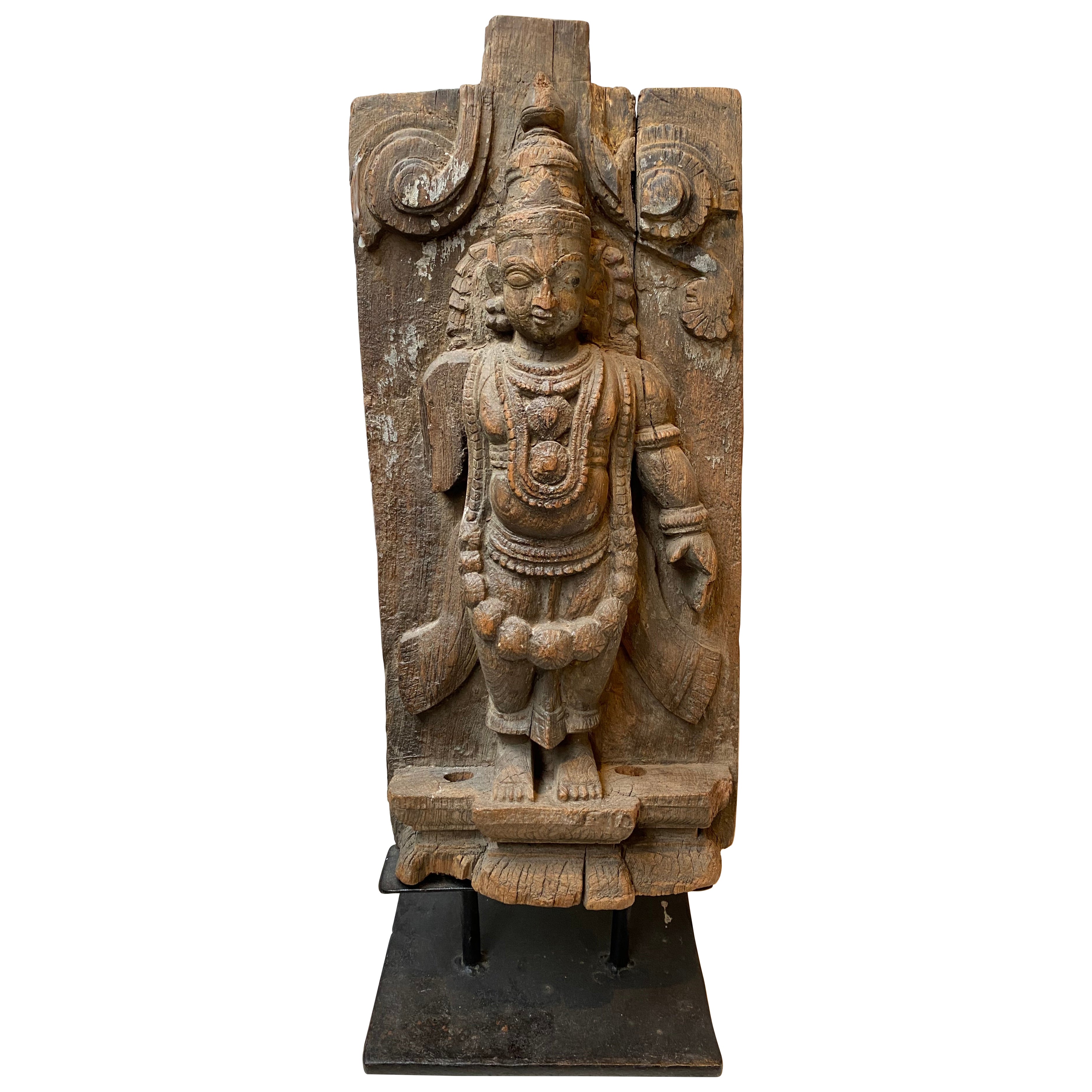 Indian wooden sculpture From late 19th century For Sale