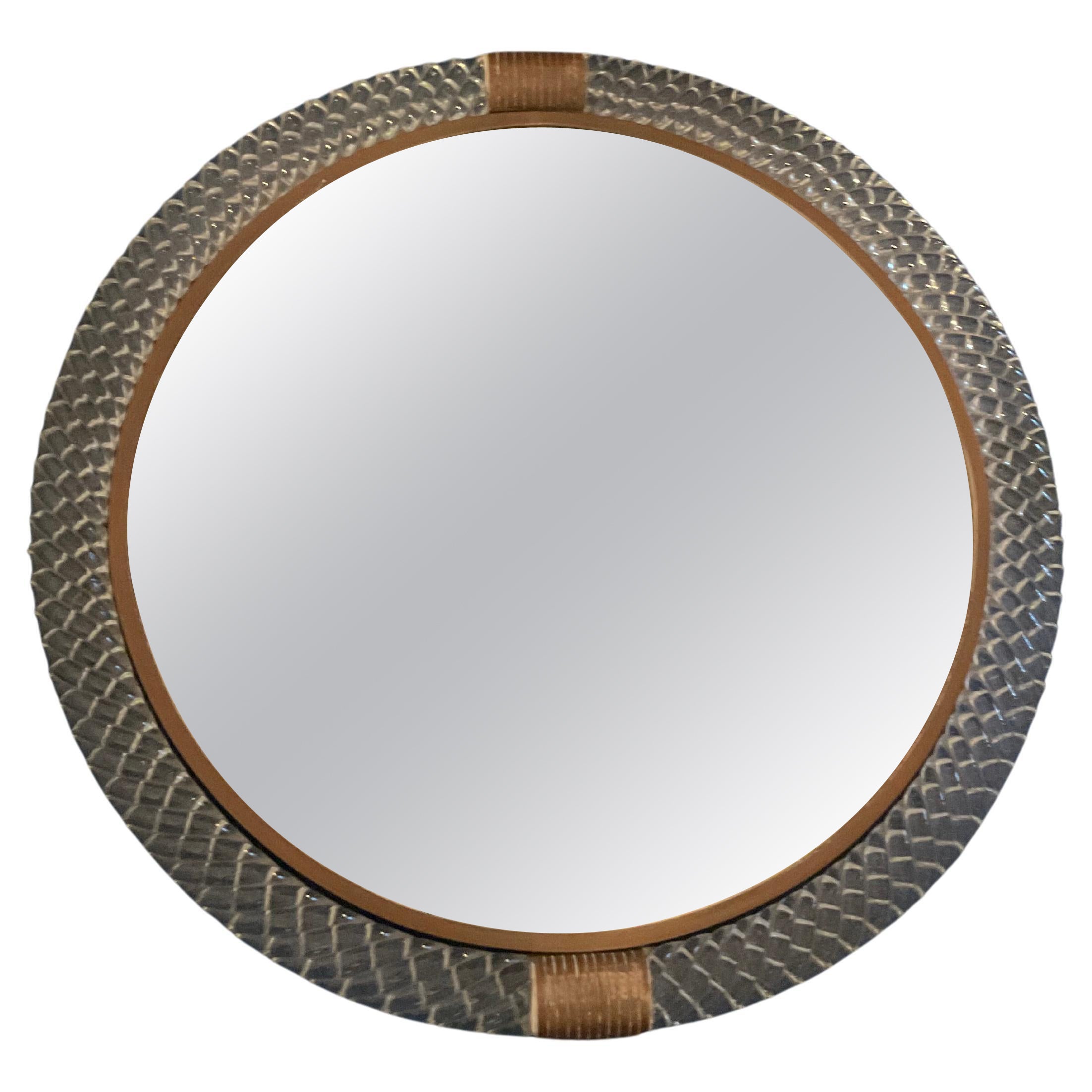 VENINI - Round tourchon mirror - Model 69 - MURANO 1939 For Sale