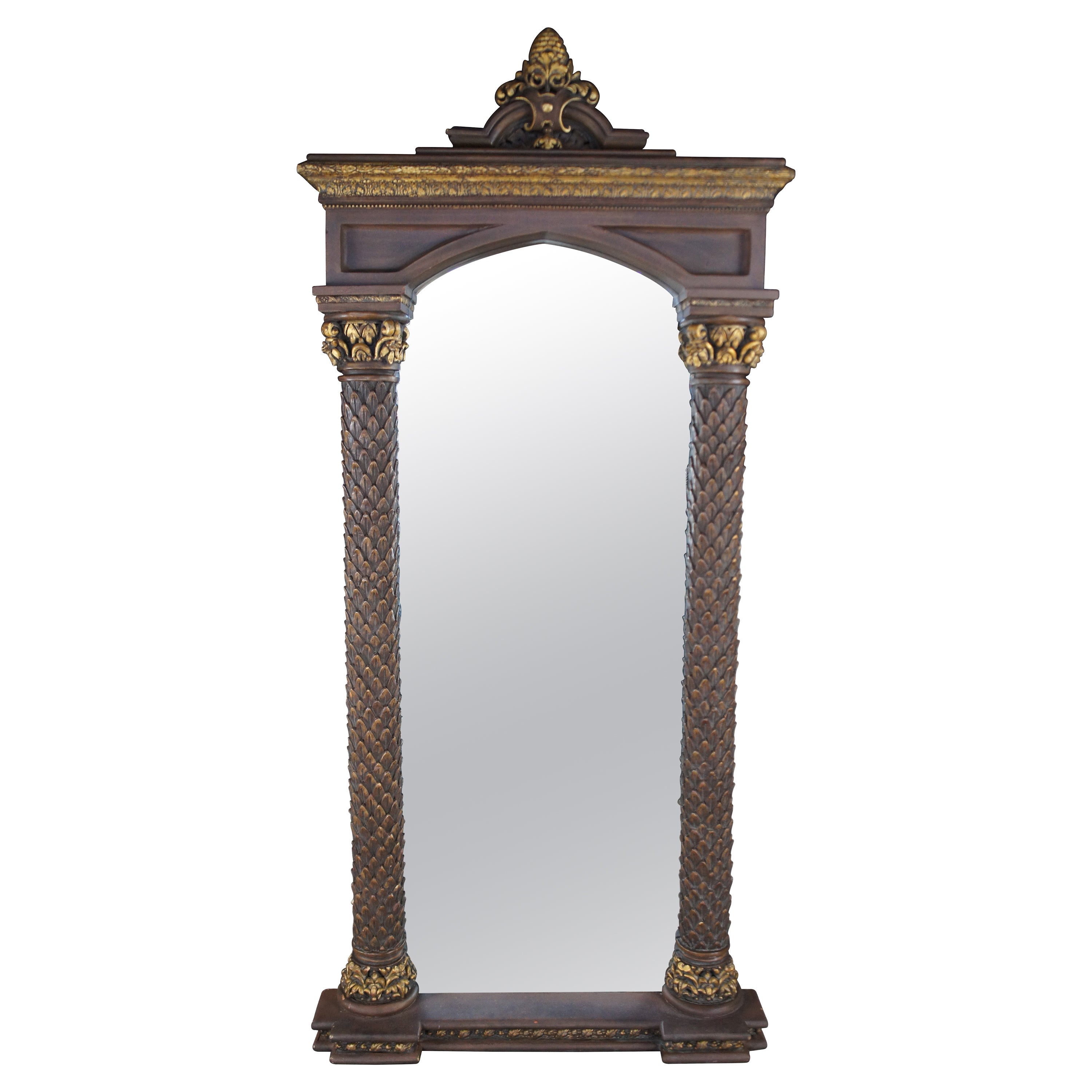 Timeless Reflections Regency Style Over Mantel Pier Floor Dressing Mirror 82" For Sale