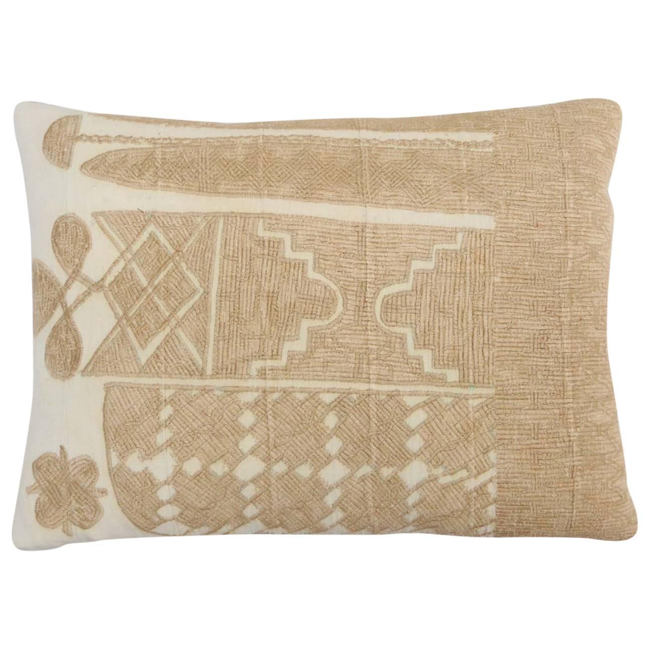 Vintage African Embroidered Pillow at 1stdibs