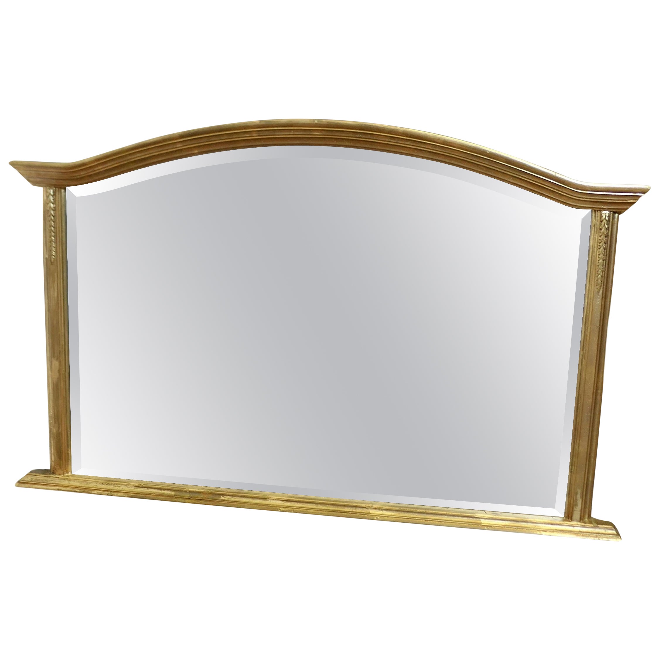 Victorian Style Arched Gold Overmantel Mirror  A Lovely Over Mantle Mirror    For Sale