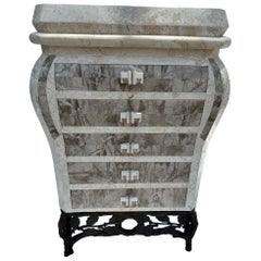 Maitland Smith  tessellated marble 5 drawers petite Commode.