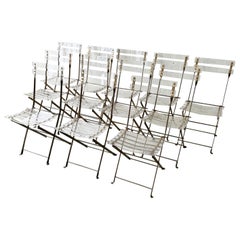 Ensemble de 16 Yonel  Chaises pliantes en lucite et laiton de Lebovici 