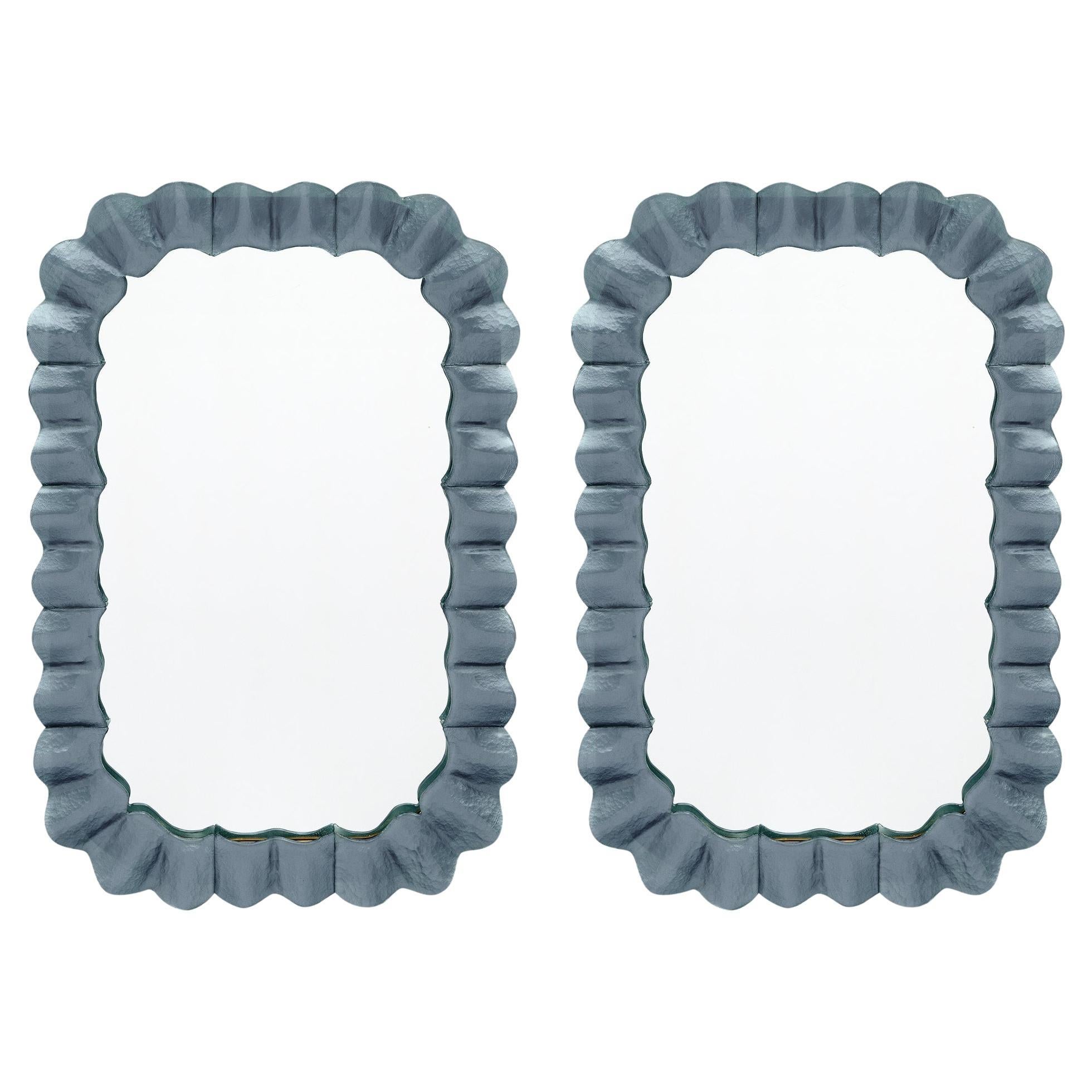 Murano Glass Blue “Denim" Mirrors For Sale