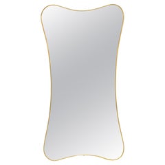 Italian Modern Gio Ponti Style Wall Mirror in Brass Frame (H 48 x W 25)