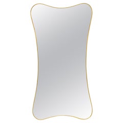 Miroir mural moderne italien de style Gio Ponti avec cadre en laiton (H 48 x L 25)