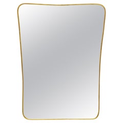 Italian Modern Gio Ponti Style Wall Mirror in Brass Frame (H 27 1/4 x W 19 3/4)