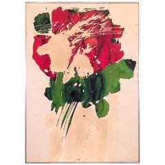 Ray Frost Fleming Red & Green Astratto firmato Acquerello contemporaneo su carta
