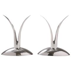 Pair of Modernist Sterling Candlesticks by Alfredo Sciarrotta