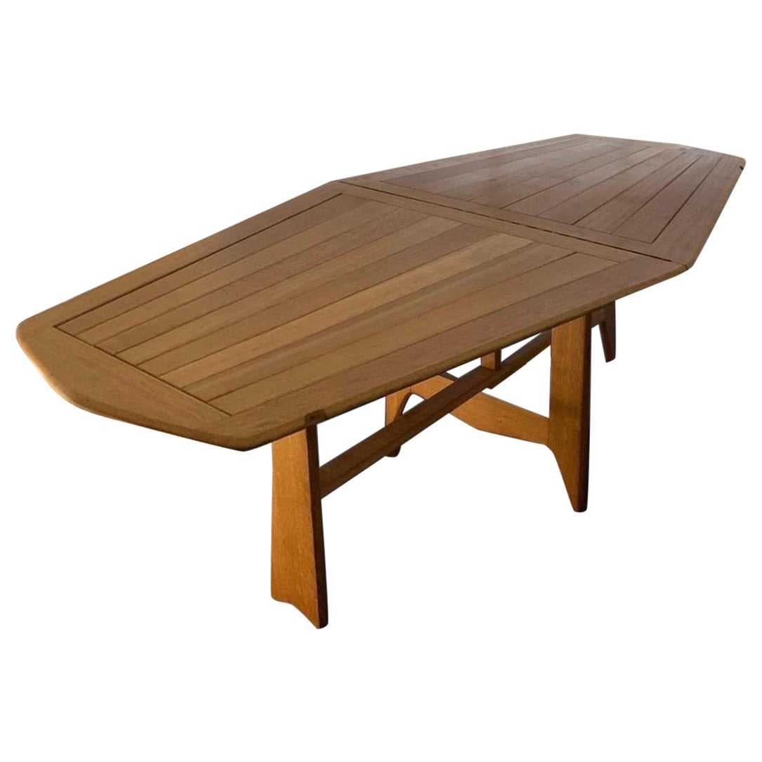 Guillerme et Chambron "Portefeuille" oak table For Sale