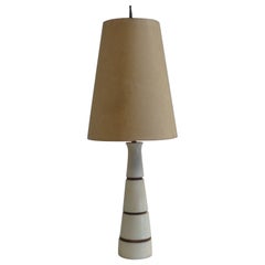 Vintage  Italian Modernist Conical Form Alabaster and Walnut Table Lamp, 1940's