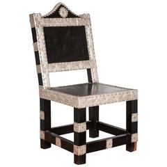 Early 20th Century Ebonized and Silvered Hall Chair