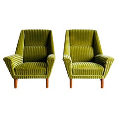 Vintage Pair Danish Modern Lounge Chairs 
