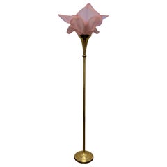 Lampadaire vintage à fleurs en acrylique de style Rougier