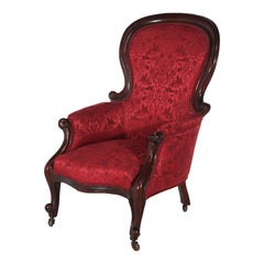 Ancienne chaise de salon française victorienne de style Louis XV tapissée, vers 1890