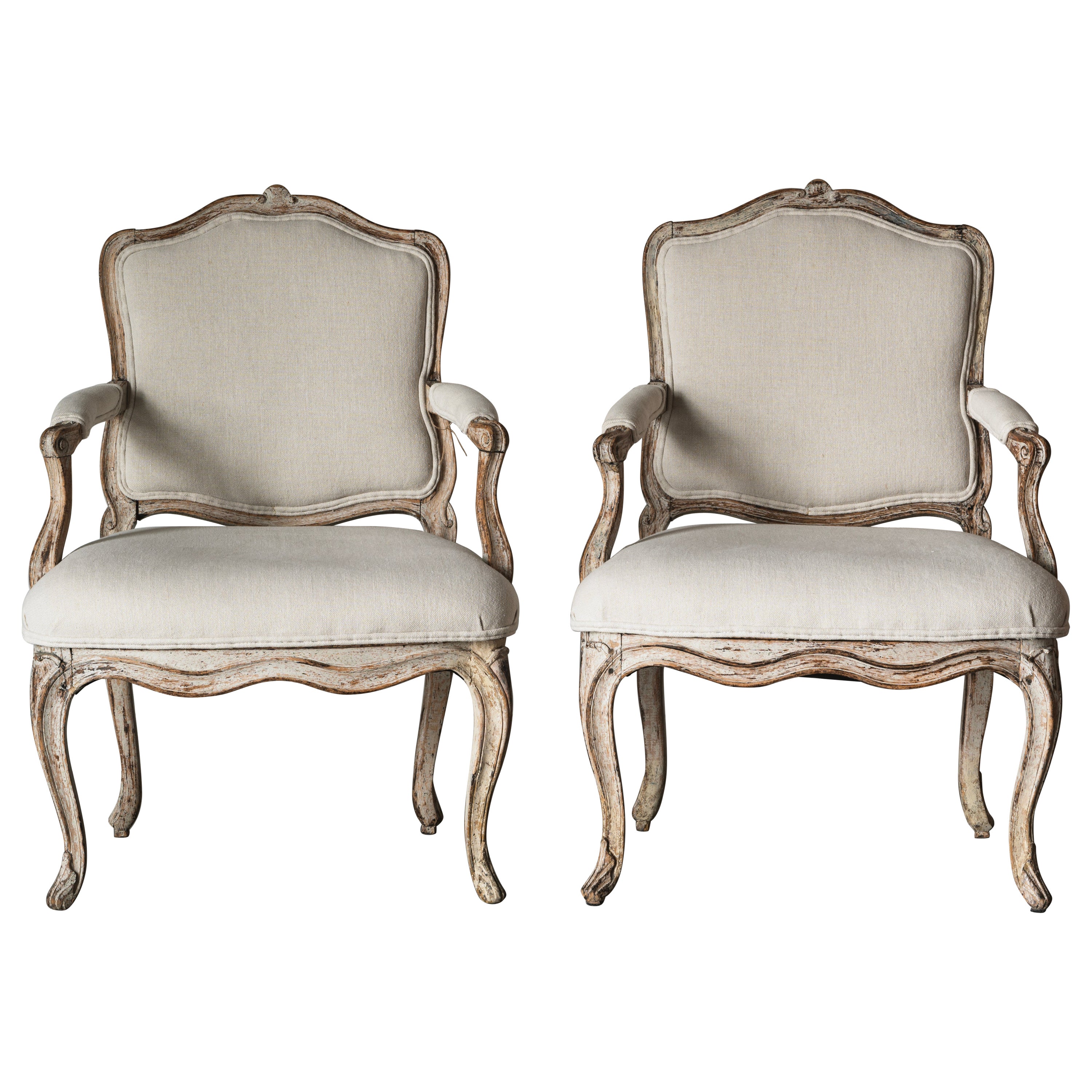 Fine Pair of 18th Century Swedish Rococo Armchairs For Sale