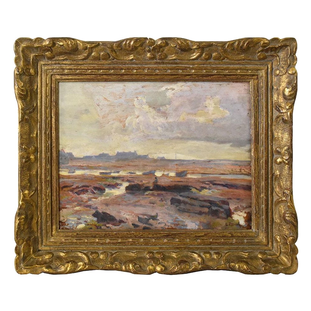 Antique Navy Paintings, Oil On Board, Rocky Coast And Boats, Of the 19th Century.