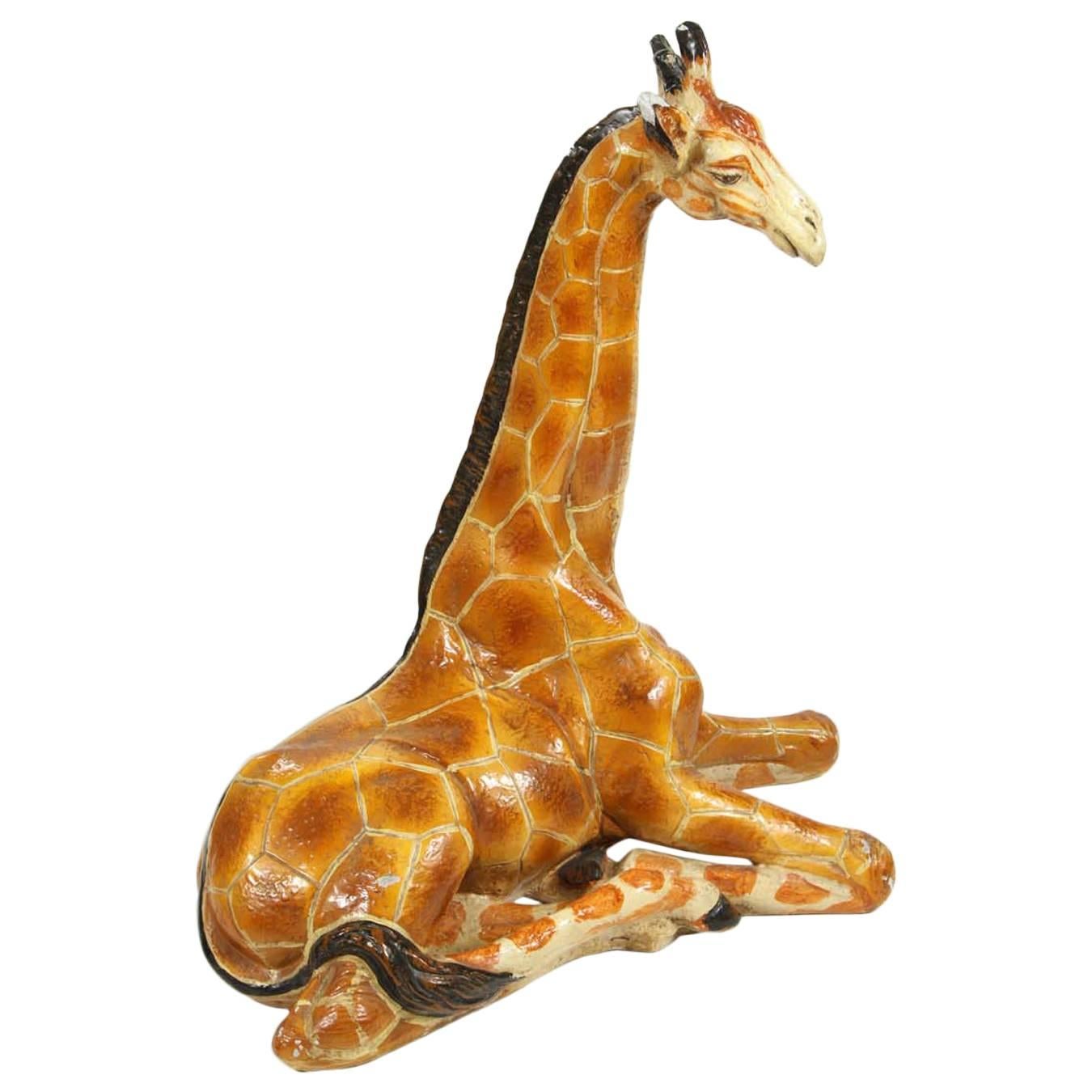 Vintage Italian Ceramic Seated Giraffe