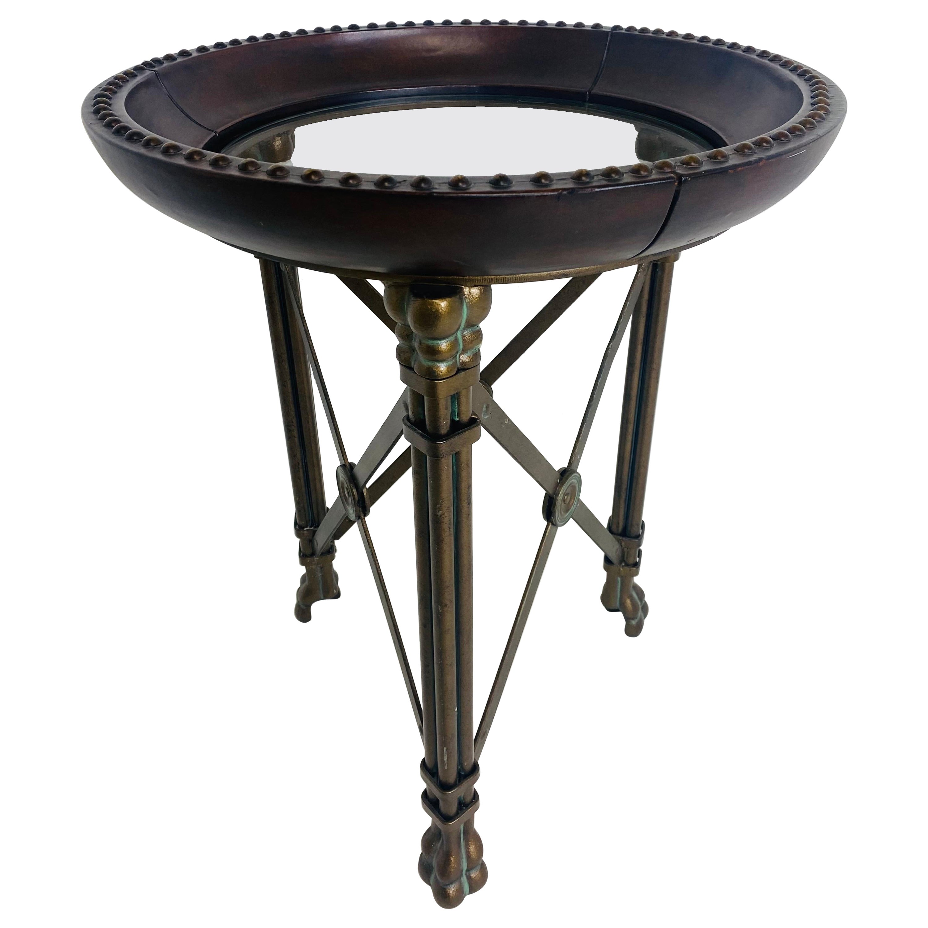 Vintage Empire style round side table after Maitland Smith For Sale