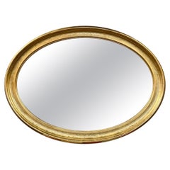 Großformatige ovale Louis Philippe-Spiegel mit Blattgold