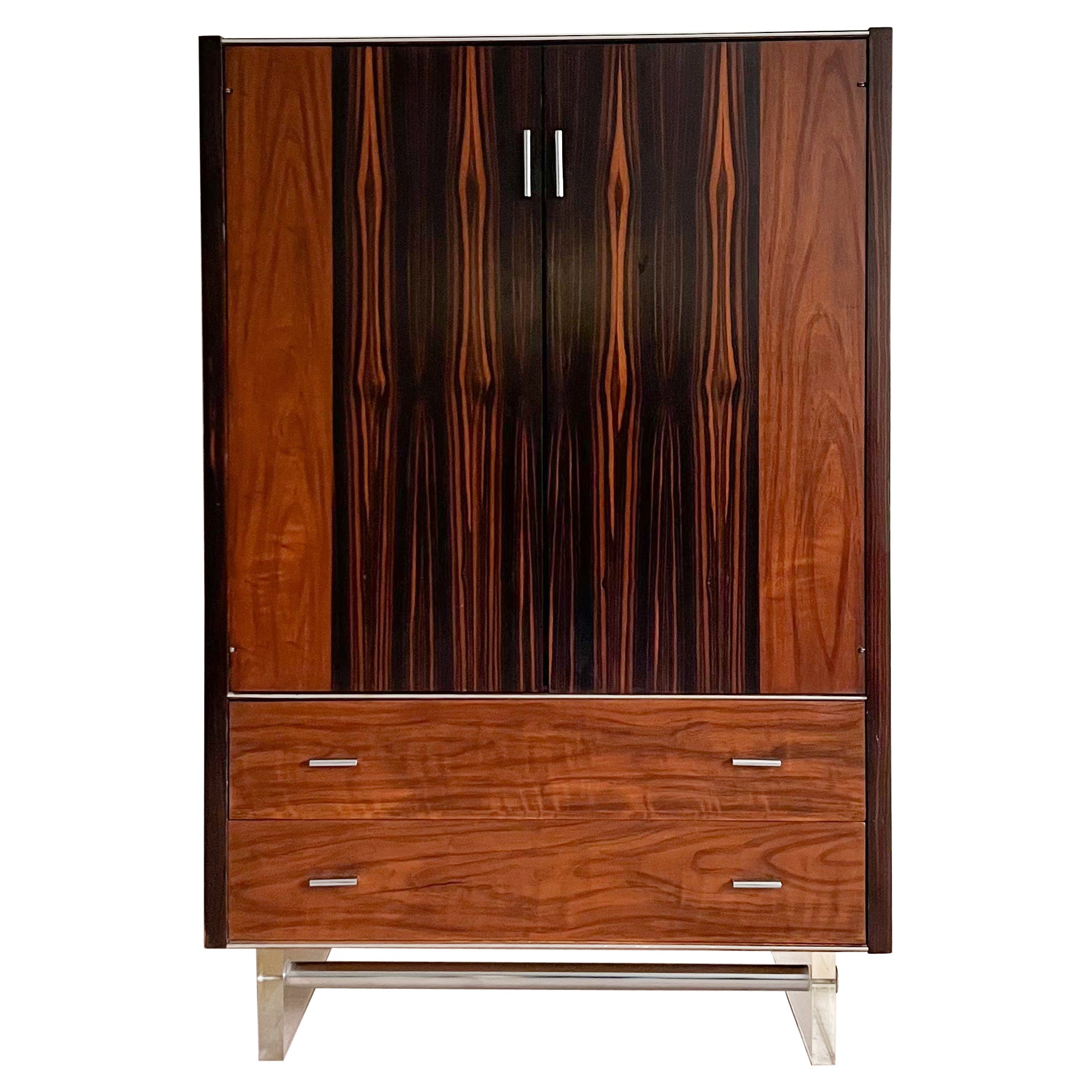 Rare Mid Century Modern Rosewood Gentlemen's Chest with Lucite Base by Modernage For Sale