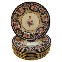 A Set of 10 Hand Painted Antique Service Plates by Royal Doulton Circa 1915