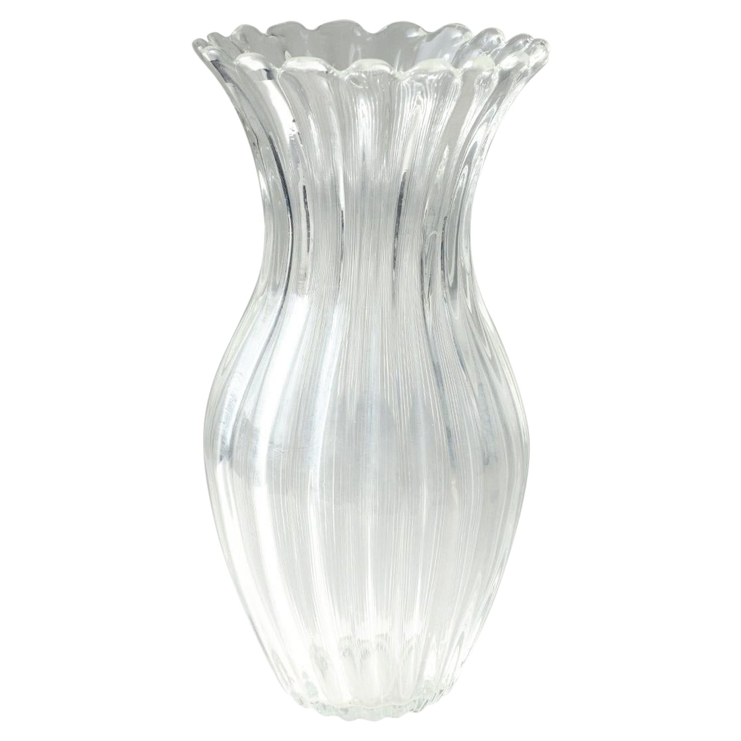 1960s Barovier Style Large Transparent Murano Vase For Sale