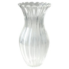 Vintage 1960s Barovier Style Large Transparent Murano Vase