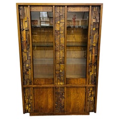 Mid-Century Modern Lane Pueblo Brutalist Display Cabinet