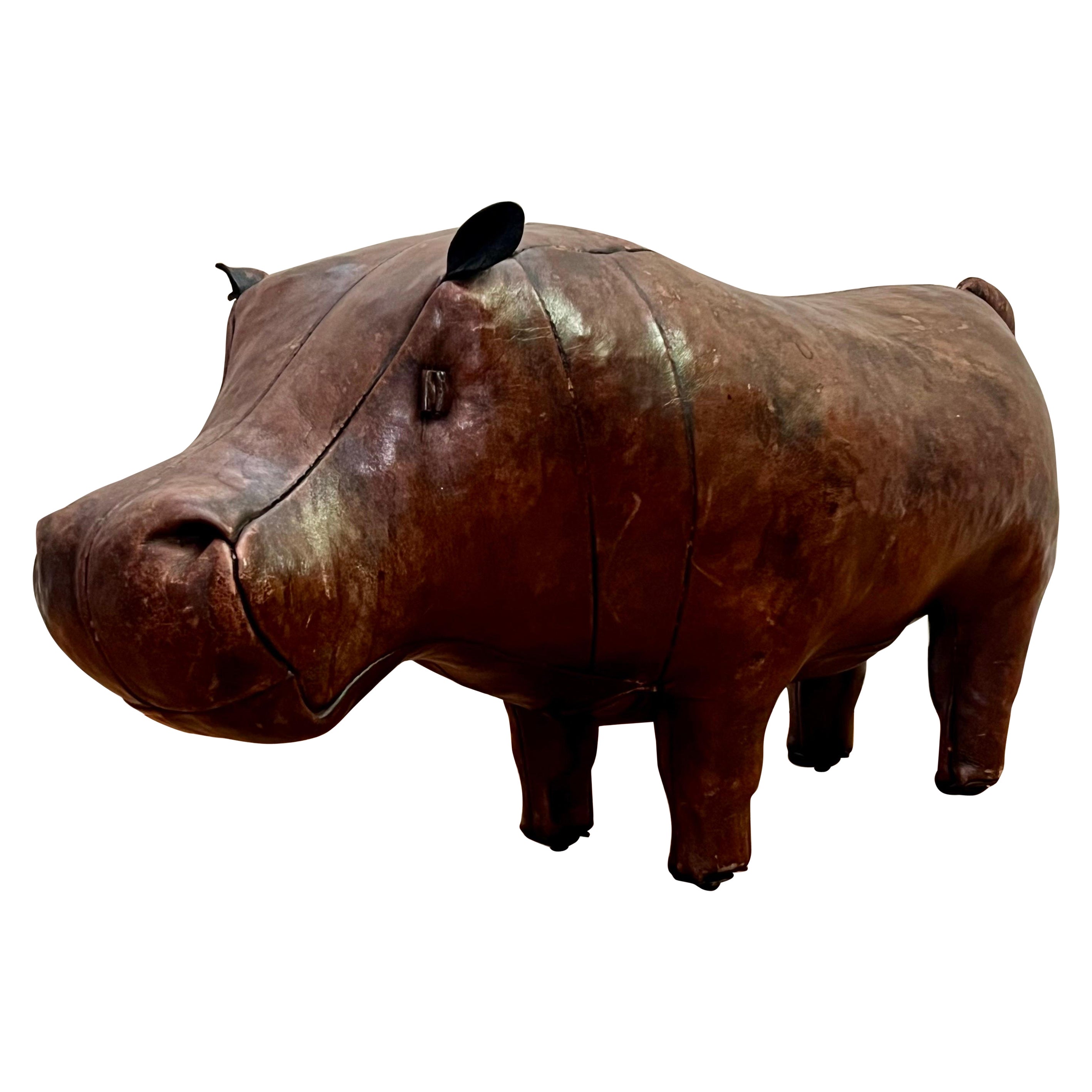Vintage Leather Abercrombie Hippo Footstool c1950s For Sale