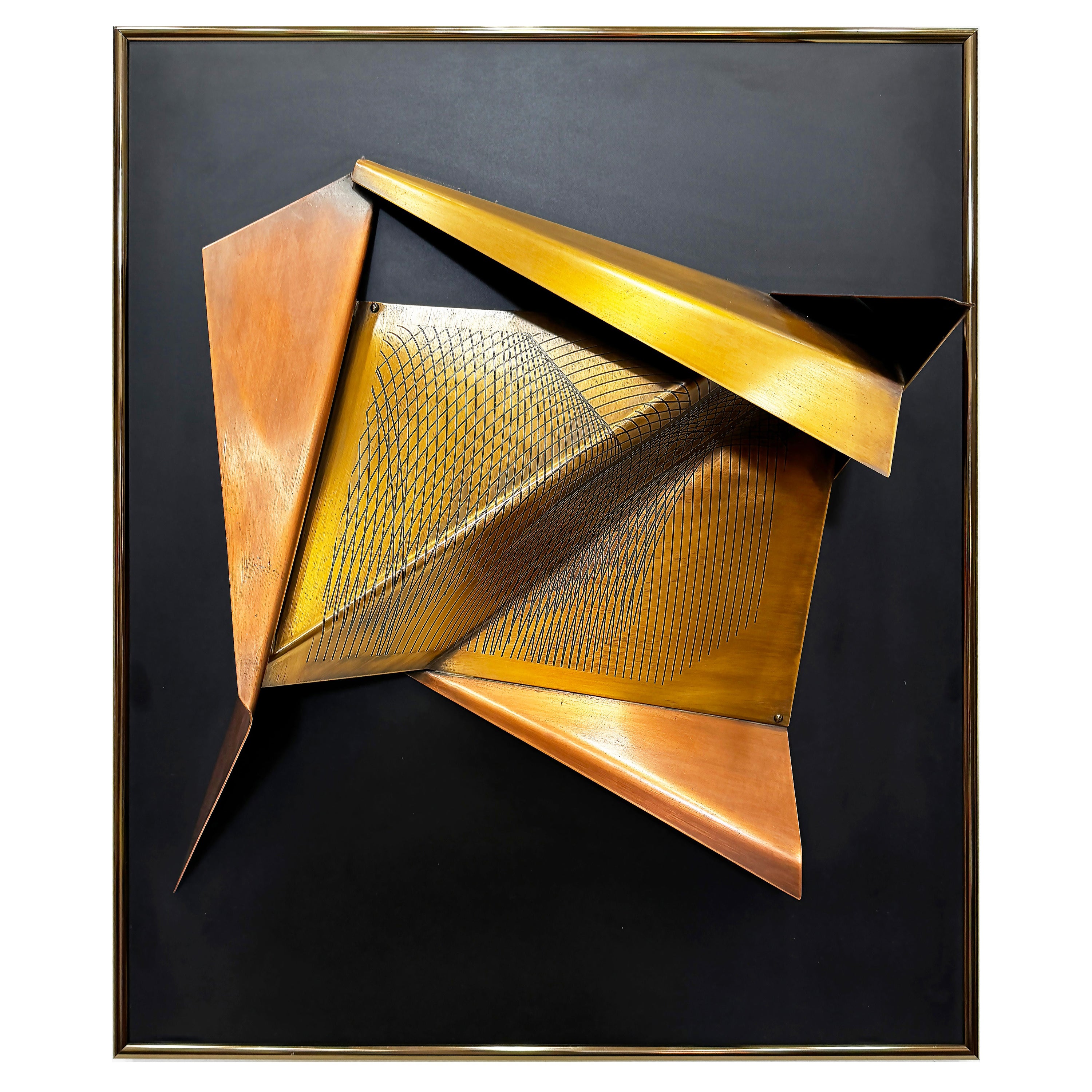 Ron Hinton 1994 3D Metal Wall Sculpture "Linear Sketch" For Sale