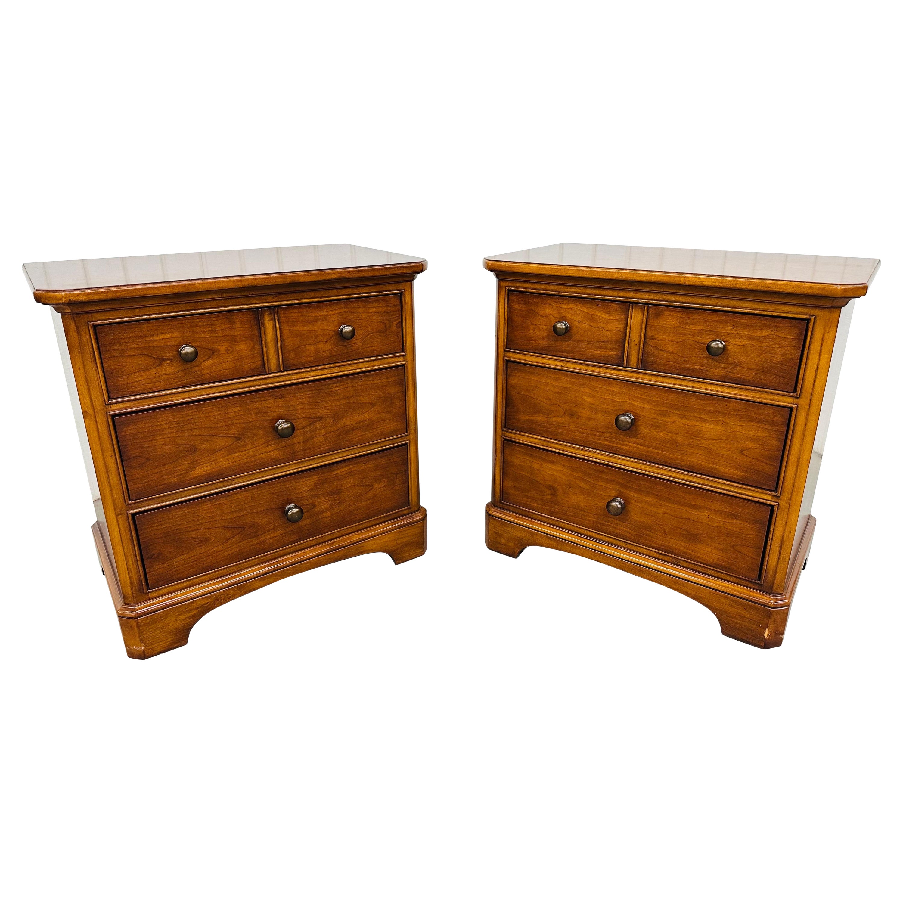 Vintage Thomasville Cherry Bachelor Chest Nightstands - Set of 2 For Sale