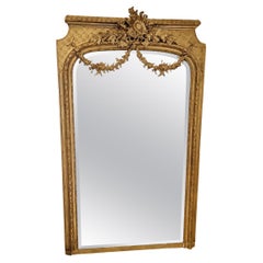 Antique 19th Century Large French Mirror Louis XVI Style 