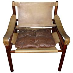 Arne Norell Sirocco Safari Lounge Chair, Rio Rosewood and Leather, 1960s, Danish