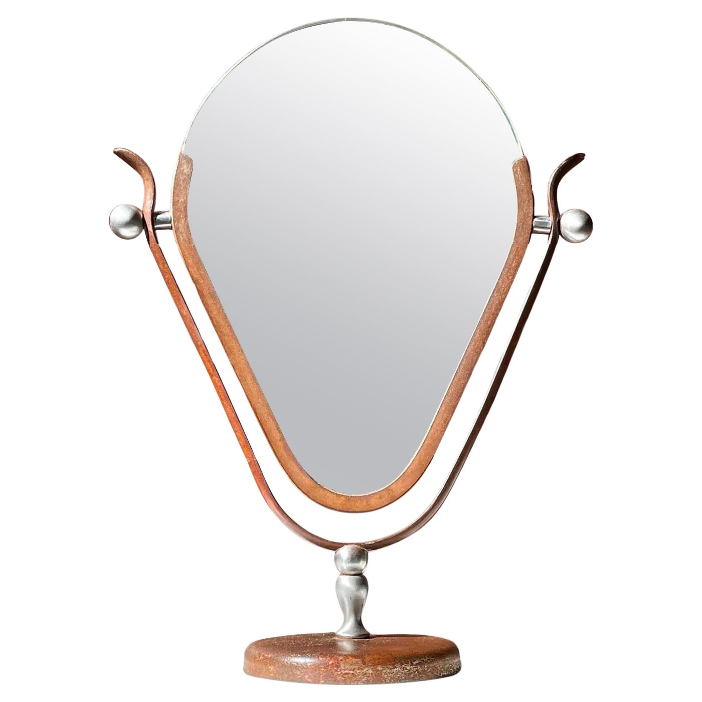 Heavily Patinated Swivel Mirror Double Sided Vanity Department Store Countertop For Sale