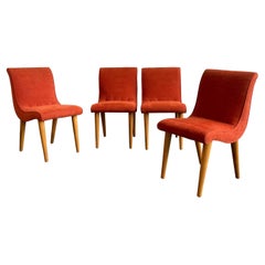 Art Deco Upholstered Scoop Dining Chairs By Russel Wright For Conant Ball 