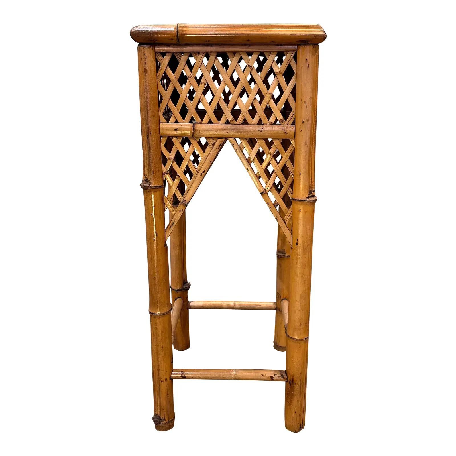 Vintage Rattan Plant Stand For Sale