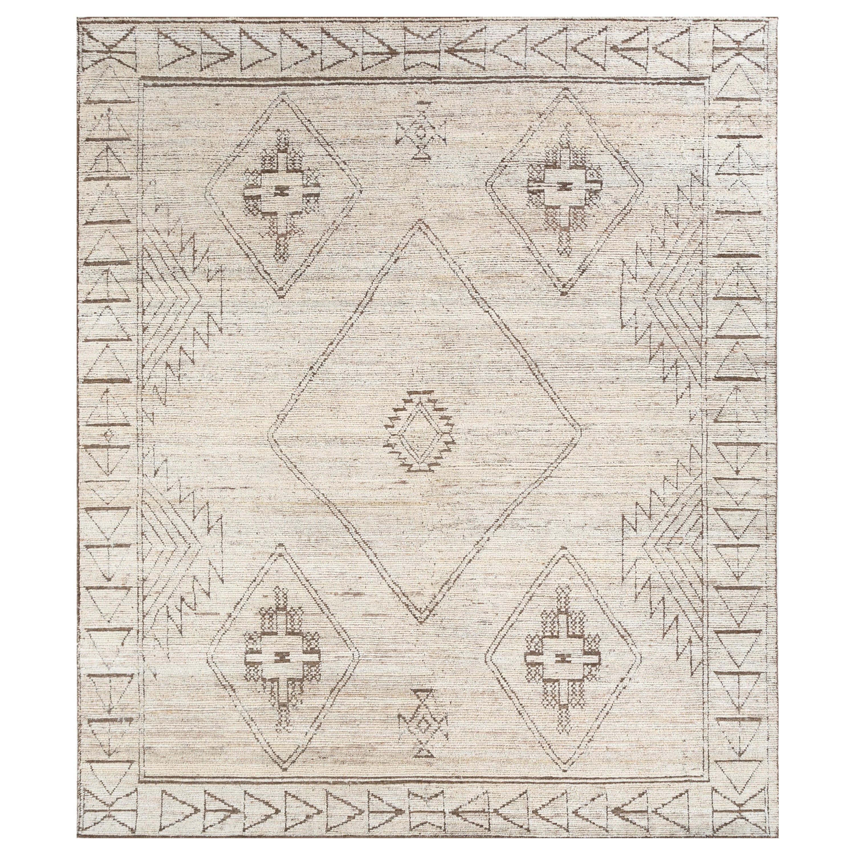 Alfombra anudada a mano Geo-Mosaic Dream Blanco Hielo y Marrón Cacao 300x420 cm