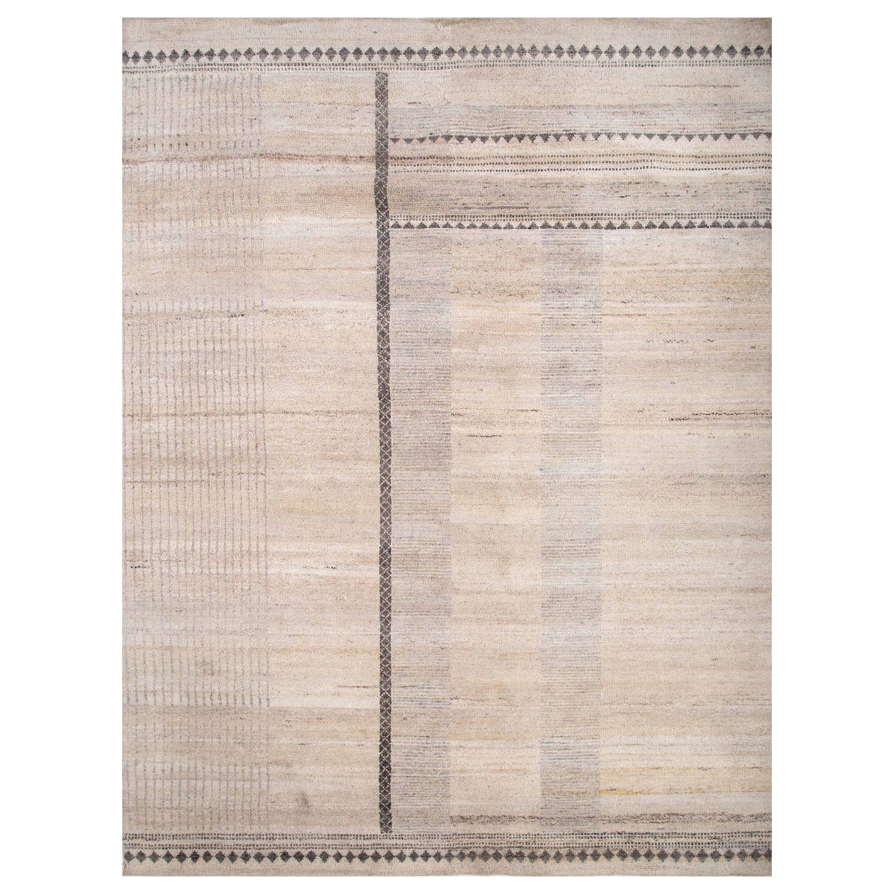 Tapis noué à la main blanc et blanc 270 x 360 cm