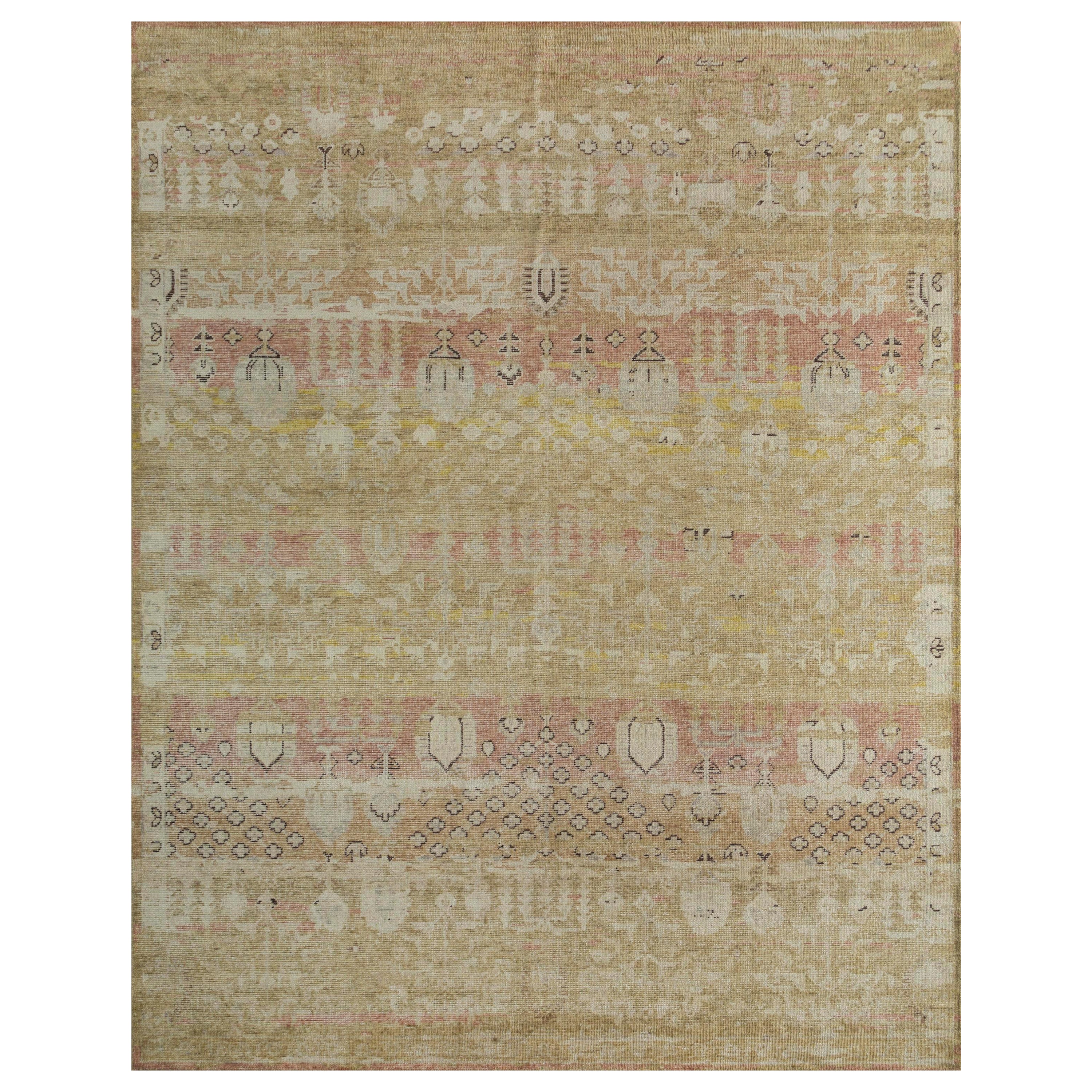Cross-Cultural Spice Brown & Bright Gold 300x420 cm Handknotted Rug For Sale
