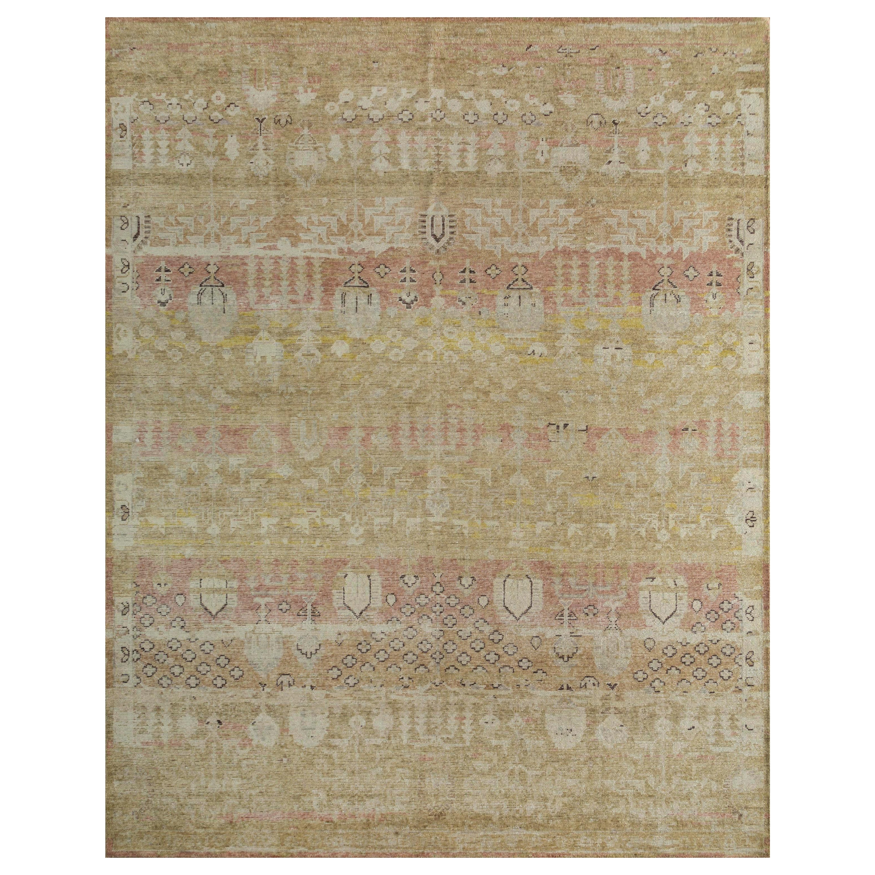 Alfombra Anudada a Mano Cross-Cultural Marrón Especia y Oro Brillante 300x420 cm en venta