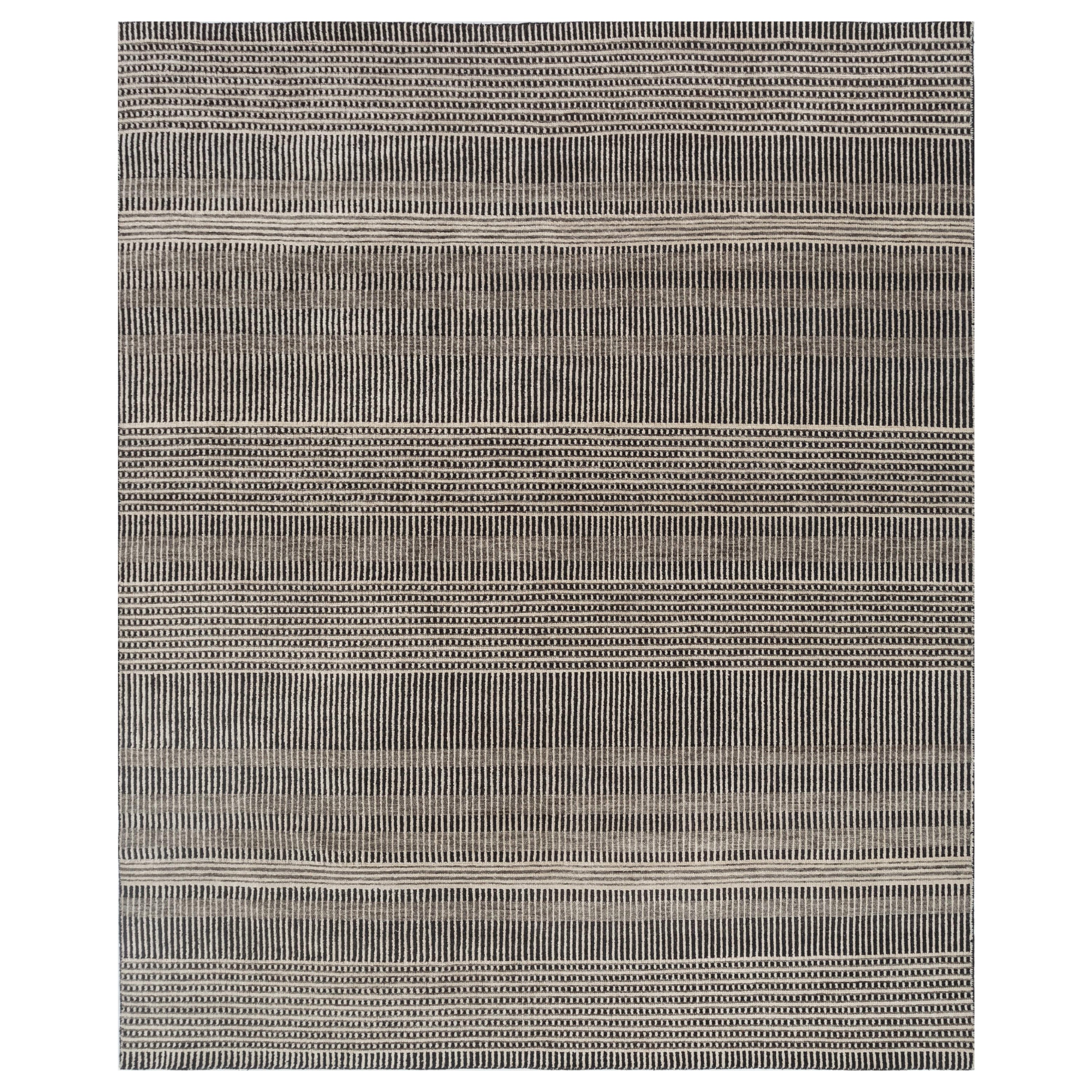 Tapis Handamde Stripes in Motion Classic Gray & Caviar 240x300 cm en vente