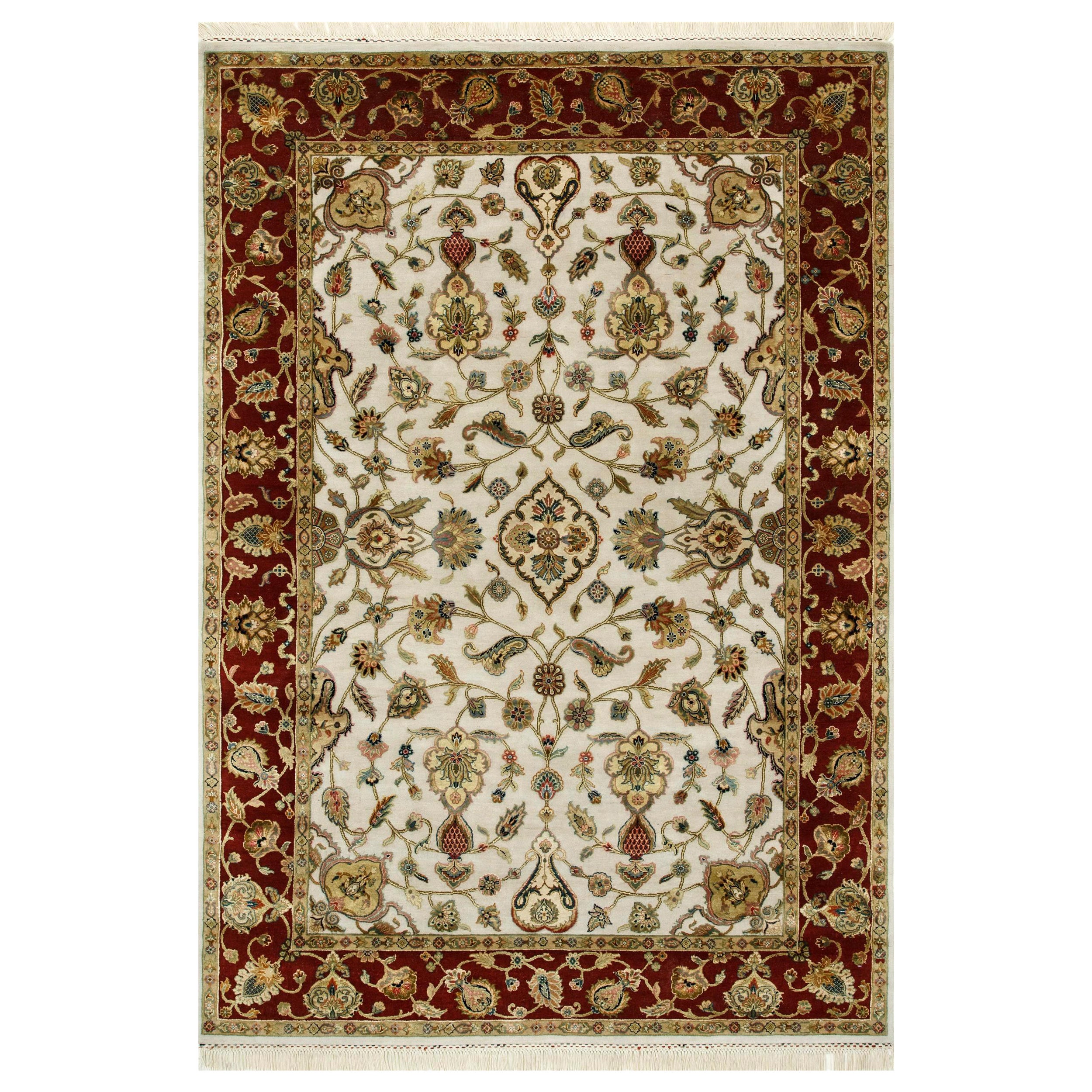 Alfombra anudada a mano Heirloom Bloom Medium Marfil y Rojo 180x270 cm