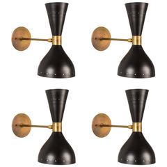 1950s Double-Cone Italian Sconces in the Style of Stilnovo